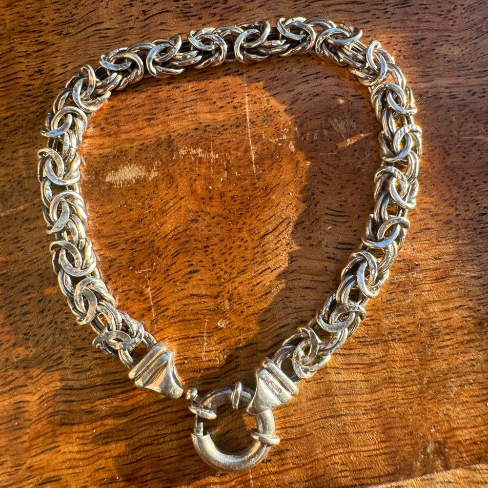 Sterling Silver 12mm High Polished Bold Byzantine Style Link Bracelet 13.2g